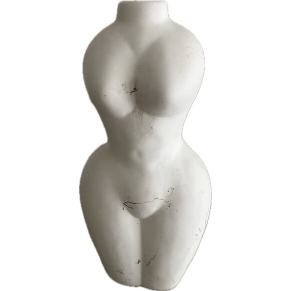 Handmade Other - Vintage Women’s Figure Clay Vase White Statue 13”